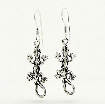 statement earrings for special occasions -Southwestern Lizard or Iguana Sterling Silver Hook Earrings