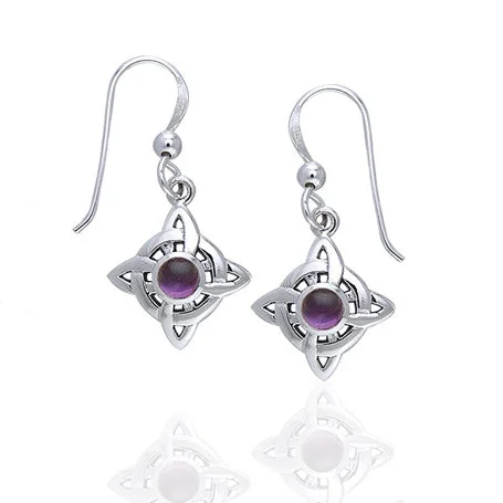 pearl earrings for brides -Witches Knot and Amethyst Sterling Silver Earrings