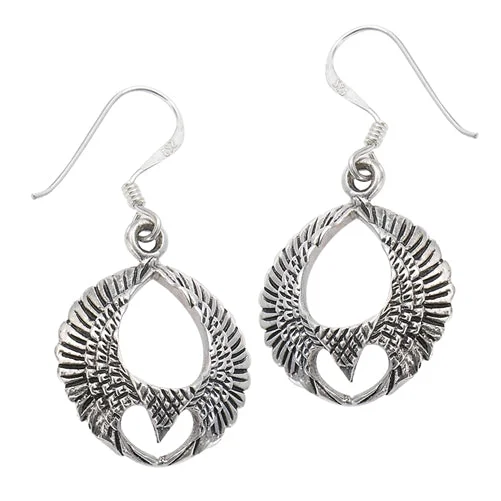 hoop earrings for sensitive ears -Eagle of Freedom with Spread Wings Sterling Silver Earrings