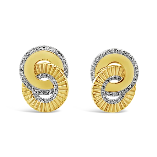 layered hoop earrings for women -Yellow Gold & Diamond Interlocking Circles Earrings